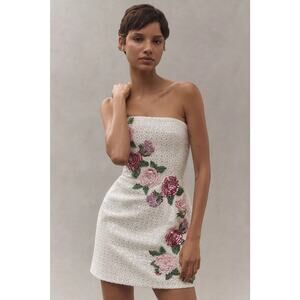 Helsi Ivory & Pink Frida Rosette Strapless Mini Dress Sz XL